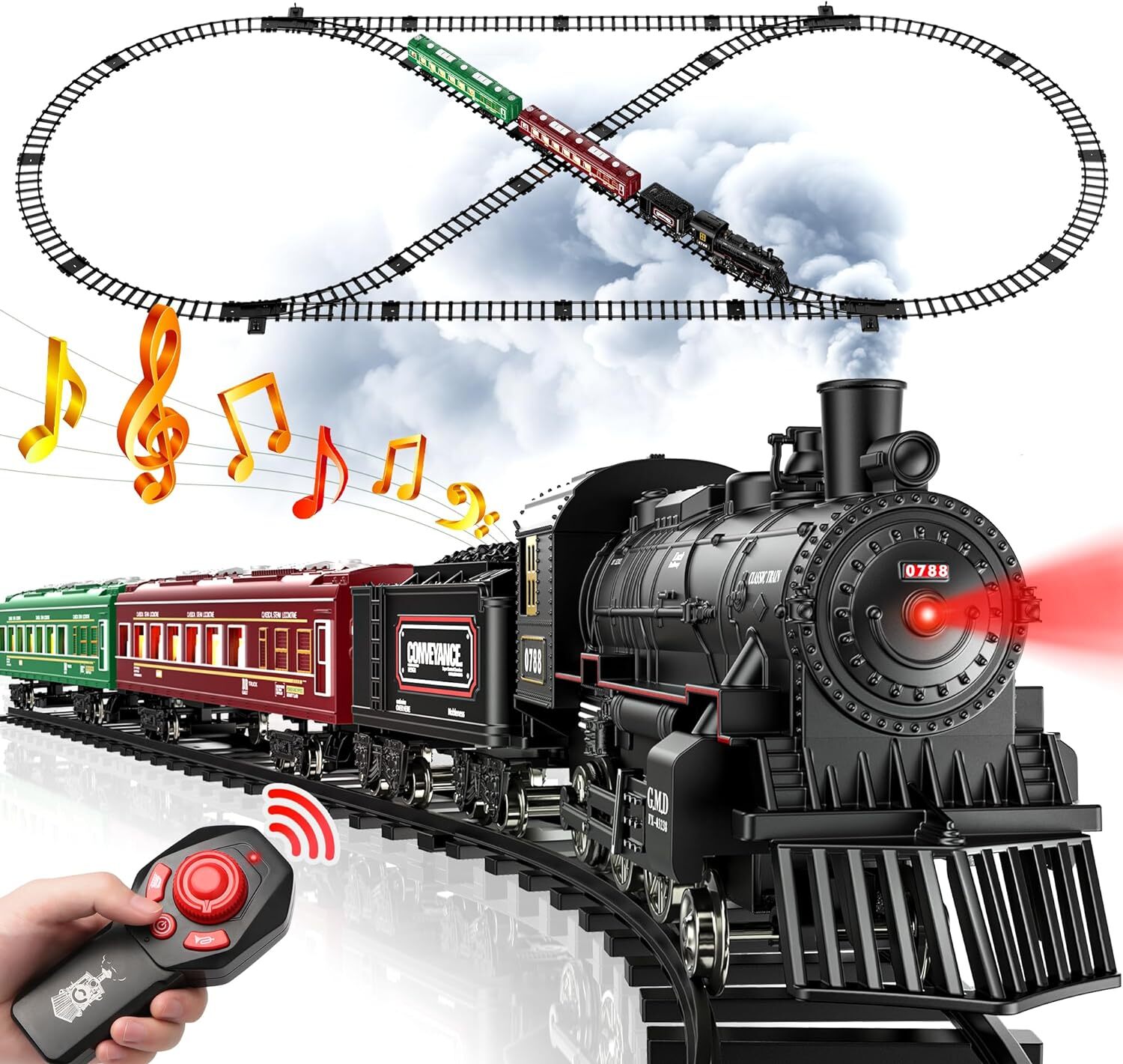 Hot Bee Train Set, Remote Control Toys with Luxury Track Red and Green