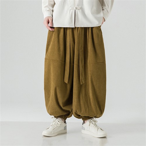 Men Harem Pants Loose Elastic Waist Large Pockets Design Hippie Yoga Drop Pants - Picture 24 of 39