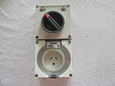 Clipsal 56C310 3-Pin Outlet Switch Socket - Resistant Clear Window