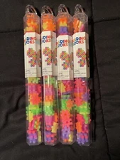 Lot of 4 (72/tube) Hashtag Building Blocks Teaching Supply Manipulative Neon