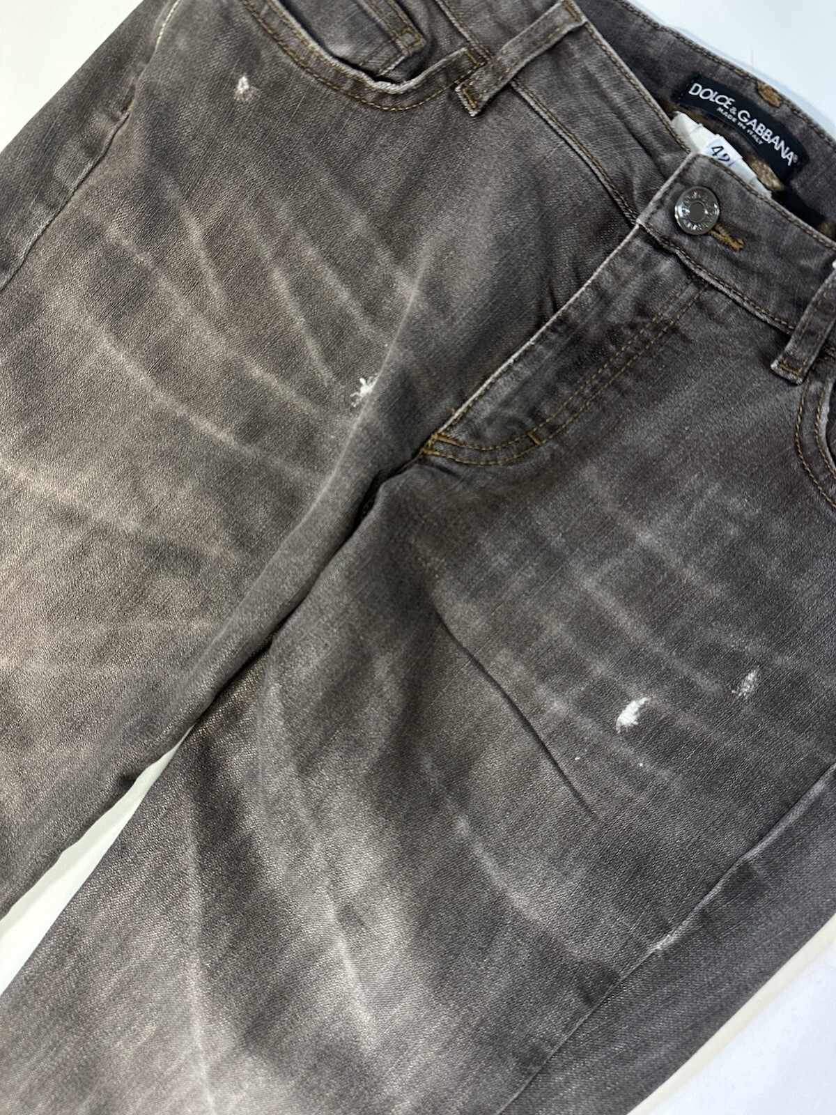 Dolce & Gabbana D&G Y2K Leopard Zip Hem Skinny Gray Jeans IT42 Italy image 5