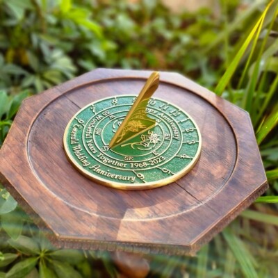 Anniversary Sundial Gift for 55th Emerald Wedding Anniversary in 2024 - Recyc...