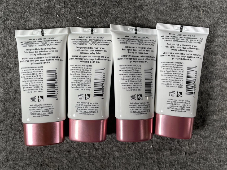 Профессиональный праймер для макияжа NYX Angel Veil Skin Perfecting Primer 1,02 унции 4 упаковки 30 мл - Изображение 3 из 4