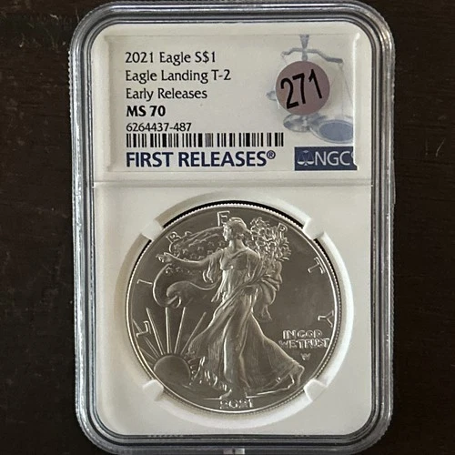 2021 American Silver $1 Eagle Landing T-2 Coin Early Releases NGC MS70