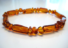 Genuine Cognac Amber Baltic Amber Elastic Bracelet 7.5 in  