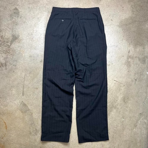 Vintage 80s Towncraft wool pleated trousers charcoal grey pinstripe 31x32 Loose, $38 - Photo 3