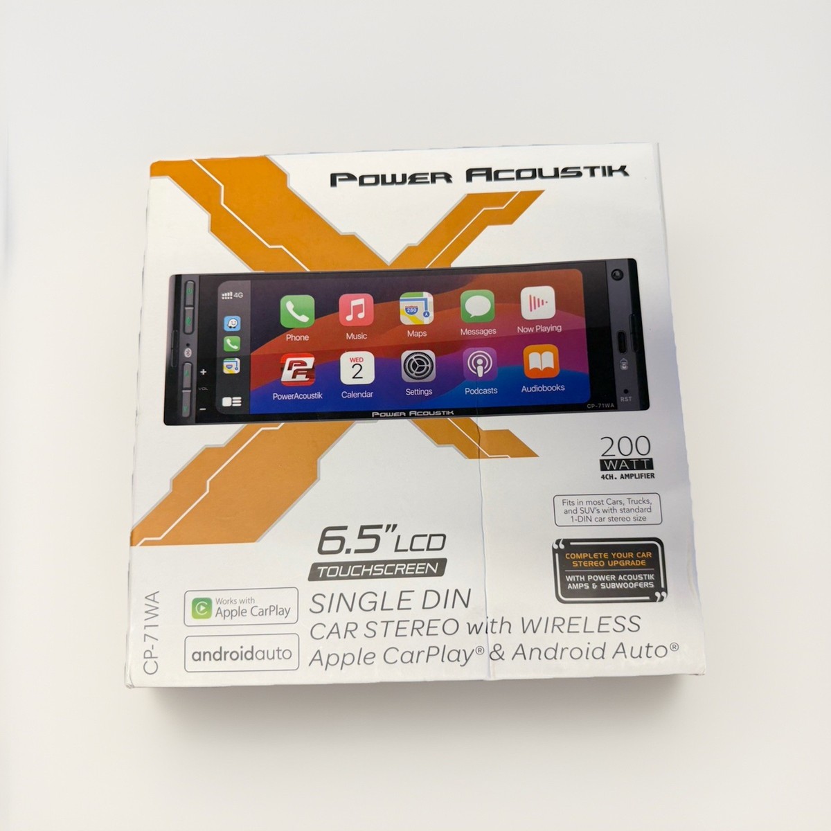 Power Acoustik CP-71WA 1-DIN Stereo Apple CarPlay & Android Auto