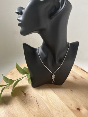 Our Lady of Guadalupe Necklace: Rhinestone Black Pendant - Sterling Silver