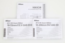 Set of 3 Vintage Nikon Nikkor Lens Manuals