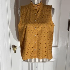 Loft Small Mustard Sleeveless Eyelet Top S221