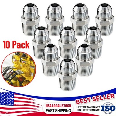 NEW 10Pack 1/2'' JIC 37° Male x 1/2'' NPT Male Hydraulic Hose Adapter Fittings US