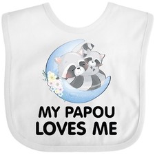 Inktastic Raccoon My Papou Loves Me Baby Bib Greek Grandpa Grandfather For Cute