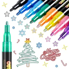 8 Colors Double Line Outline Glitter Markers for Kids Art Supplies Metallic