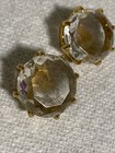 Large Amber Colored Rhinestone Gold Tone-clip Earrings — photo 2
