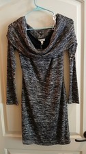 Charming Charlie NWT  Sweater Dress Size S, Black Heather Cowl Neck