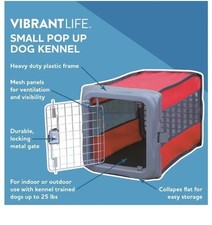 VIBRANT LIFE SMALL POP UP DOG KENNEL RED 22.5LX14.25WX14.5H