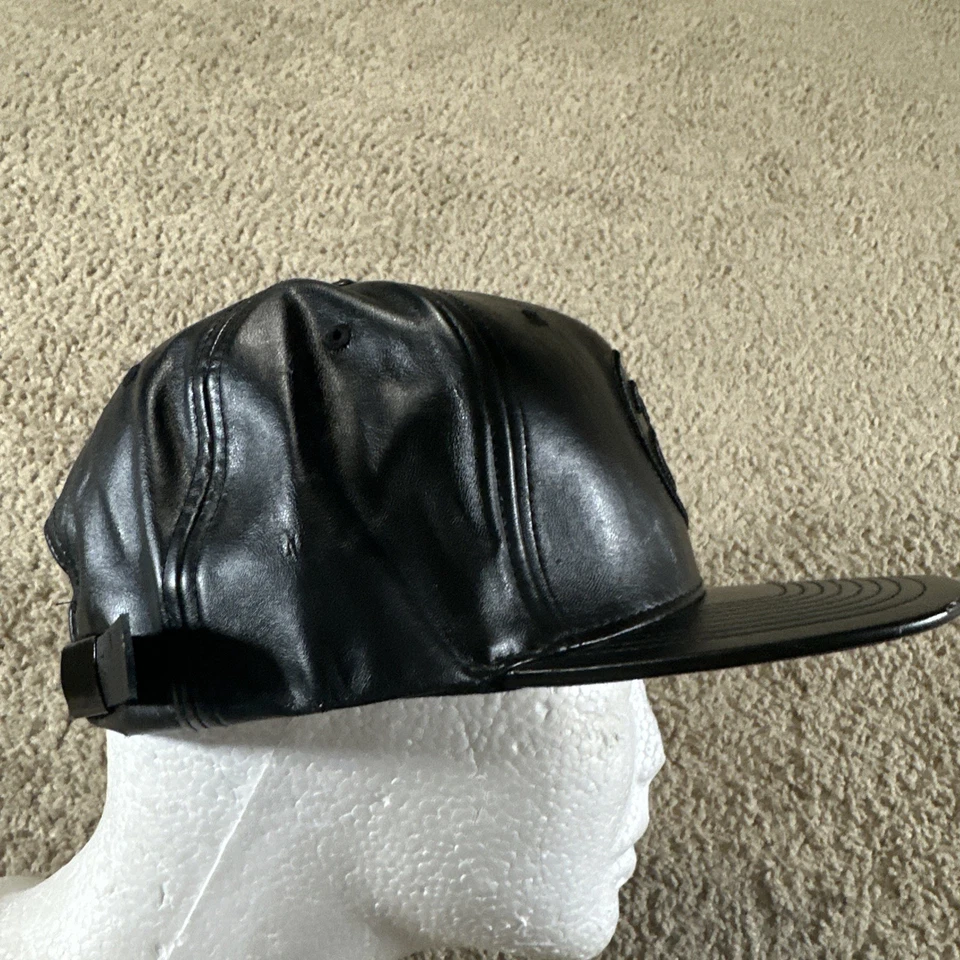 Stussy Hat Cap Men Black Adjustable Strap SS Logo PU Leather Streetwear - Image 4 of 4