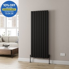 Image of 1600x605mm Designer Radiator Vertical Black Flat Panel Rads Double Panel