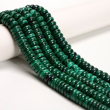 Natural Light Dark Green Malachite Smooth Rondelle Beads 4-5x11-12mm 15.5''Std