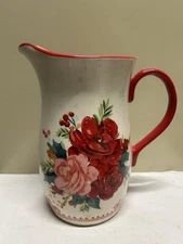 PIONEER WOMAN Cheerful Rose 2.54-Quart Ceramic Serving Pitcher Rose Florals