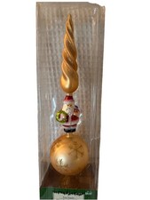 Vintage Hand painted SANTA Mercury Glass Christmas Tree Topper Walmart NOS