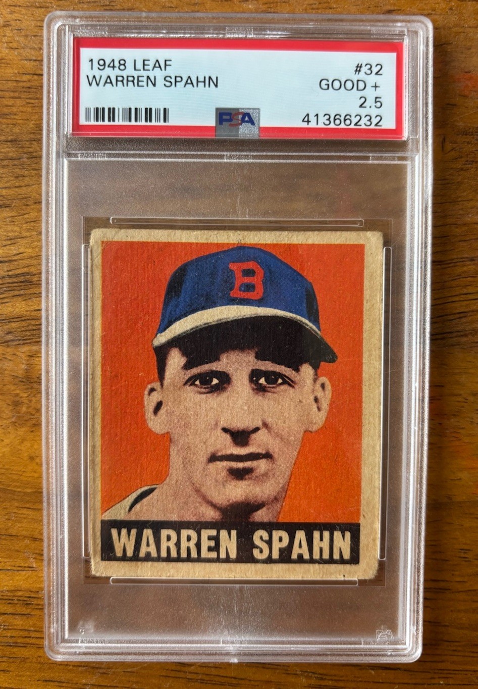 1948 LEAF #32 WARREN SPAHN ROOKIE RC PSA 2.5