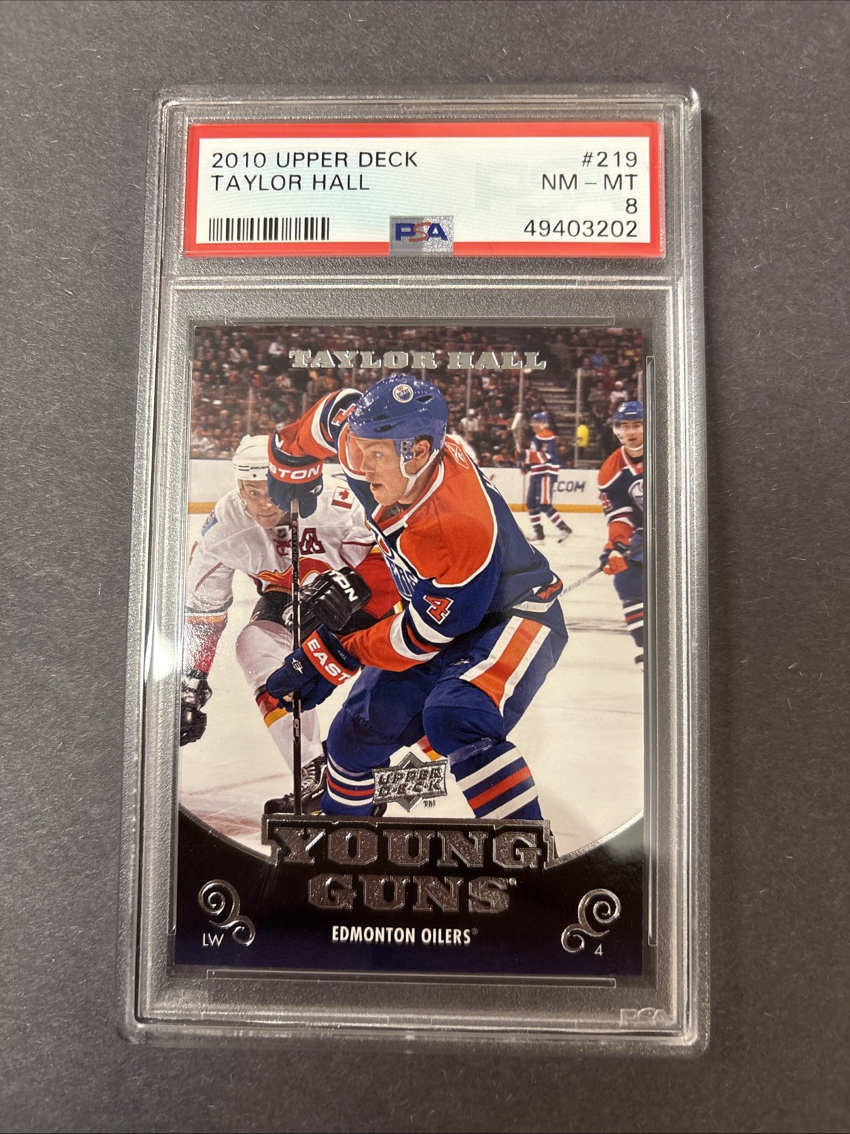 2010-11 Upper Deck NHL TAYLOR HALL Young Guns RC #219 PSA 8 Edmonton Oilers