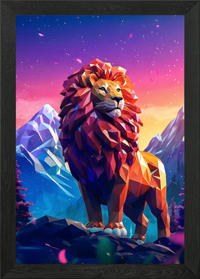 The Lion Colorful 3d Framed Wall Art Poster Canvas Print Picture