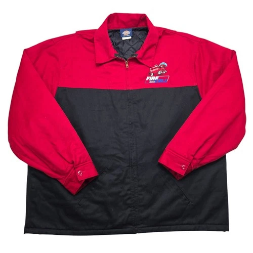 Dickies Mens 3XL Red Black Two Tone Quilted Lined Fire Call Work Jacket Notifier image 2
