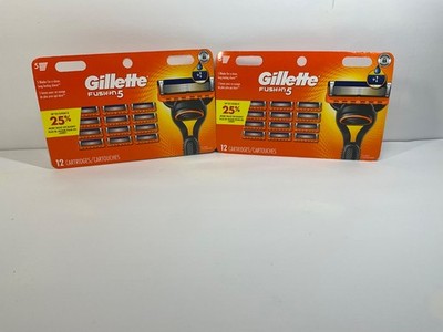  2 NEW FACTORY SEALED GILLETTE FUSION5 REFILL CARTRIDGES 12X 2=24 TOTAL 