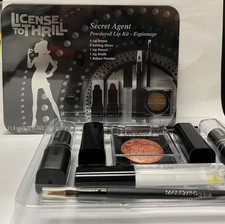 License to Thrill Secret Agent makeup Kit Espionage Tin Can 7 pc Set