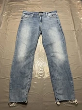 Judy Blue Jeans Womens 13 31 Blue Boyfriend Fit Distressed Frayed Hem JB82192MD