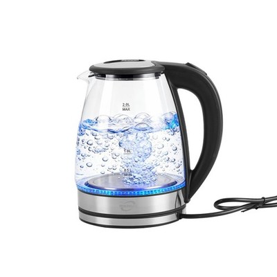 Multibao Elektrischer Glas Wasserkocher 2L 1800W Schnellkochender Tee 2 Liter, Schwarz 