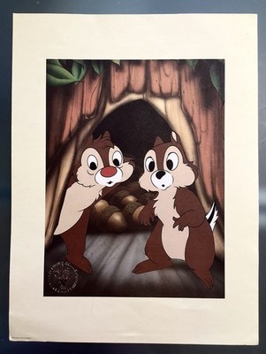 Chip and Dale Exklusive Gedenk-Lithografie aus 1995-Sammlerstück-mit Goldstempel