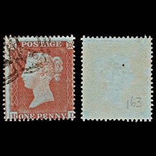 7369 GB SG17 1d Red. Plate 163. C1c "RD" 1854. Sc#8 Mi8IIAa. P16 SC Die I. C£250
