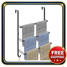 Over The Door Towel Rack 3-Tier Metal with Hooks for Bathroom