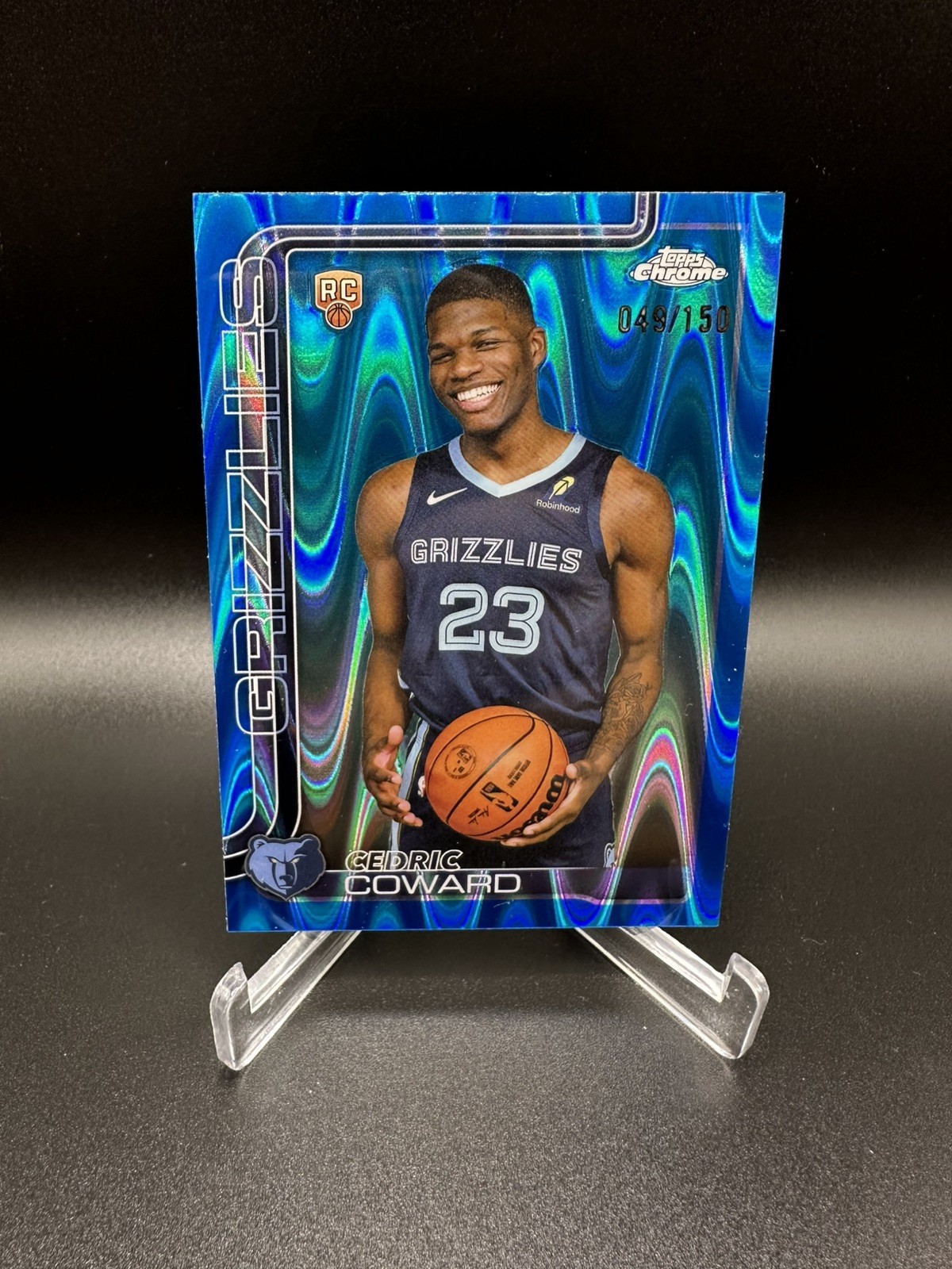 2025-26 Cedric Coward Topps Chrome #261 RC Rookie BLUE REFRACTOR /150 Grizzlies