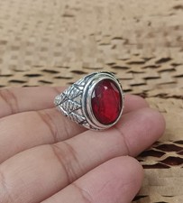Garnet Gemstone Ring 925 Sterling Silver Men's Ring Designer Ring All Size SR706
