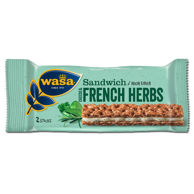 (33,33 /1kg) Wasa Sandwich Käse Französische Kräuter, Knäcke, 30g Riegel