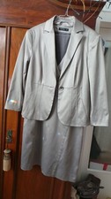 DAMEN KLEID OHNE ARM MIT BLAZER 2TEILER MARKE "COMMA" Gr. 42 ELEGANT BEIGE GOLD