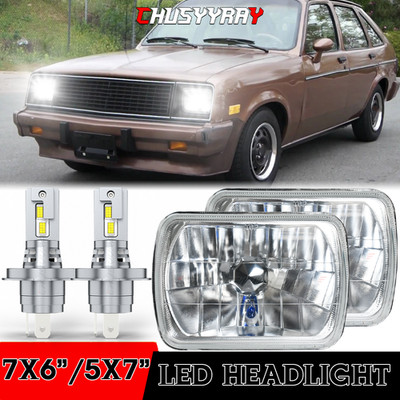 7X6 5X7 Inch Square LED Headlight For Chevy Chevette 1979-1987 H6054 H6014 H5054