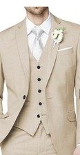 Beige Linen Suit - 3 Piece Suit Perfect for Wedding And Any Occasion Men  s