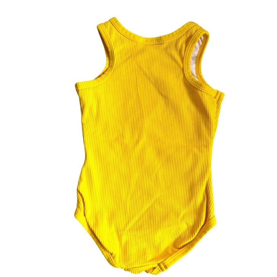 Hanna Andersson Yellow Ribbed One Piece Mermaid Swimming Suit, Size 3, Beach - Image 2 of 3