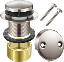 Bathtub Drain Tip-Toe Tub Trim Set with Two-Hole Overflow Faceplate, Bath Drain