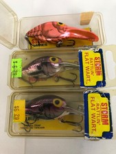 NOS (3) Storm Flat Warts, 2 Shad/Purple Back, 1 Nat. Pink Crawfish - 3/8 oz.