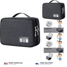 Electronic Accessories Organizer Bag, Waterproof Double Layer Travel