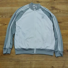 Adidas Track Jacket Mens XL White Grey SST Firebird Trefoil Originals Retro