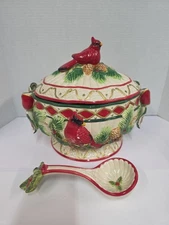 Cracker Barrel Soup Tereen Plaid Tidings Christmas Cardinal With Ladle