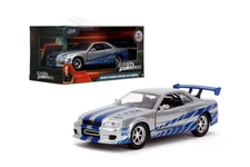 JADA FAST & FURIOUS BRIAN'S NISSAN GT-R R34 SILVER 1:32 DIECAST MODEL CAR 5"
