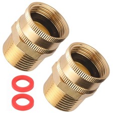 2 Pack Garden Hose Adapter,3/4" NPT X 3/4" GHT Connector with Dual Swivel, Brass